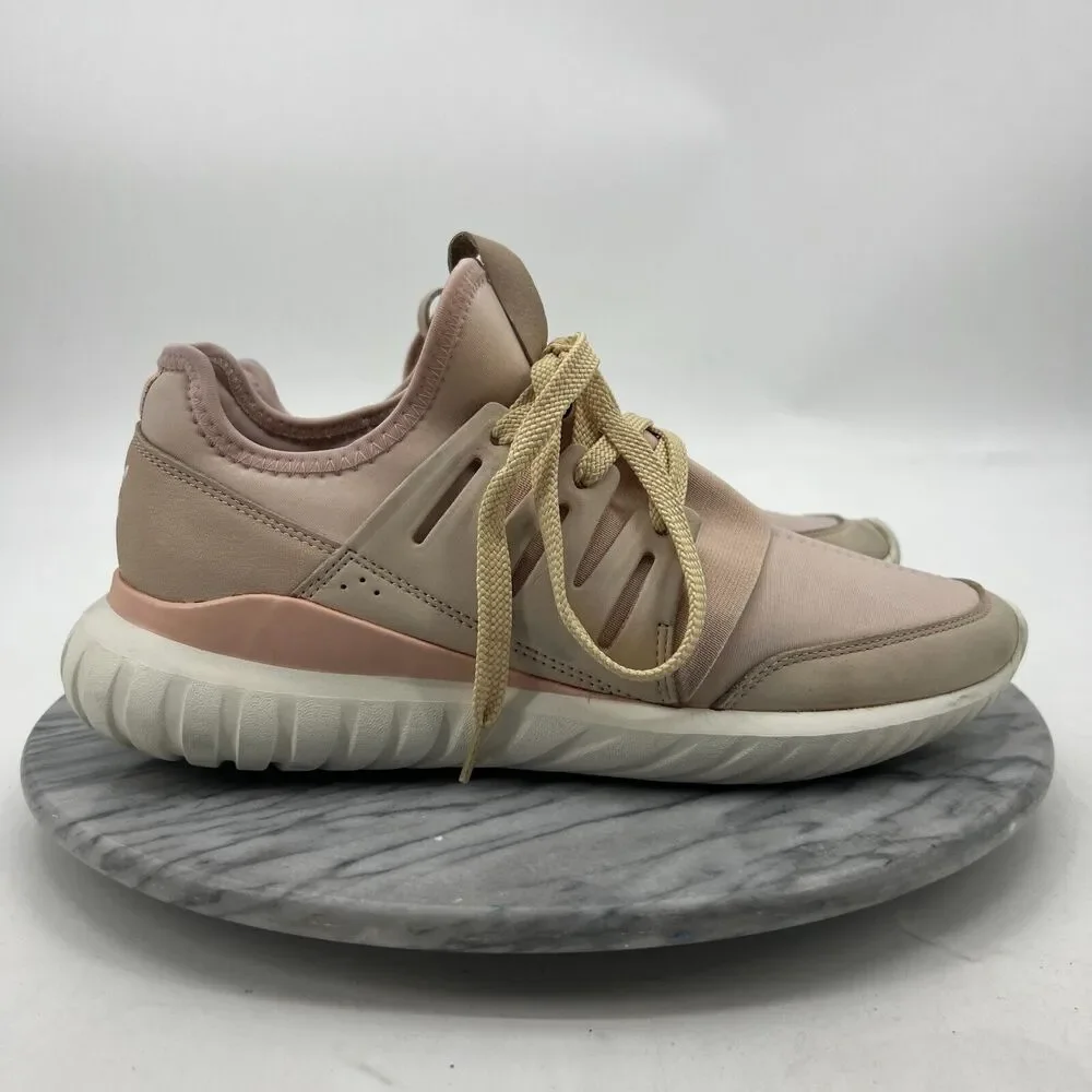 Adidas Mi Tubular Running Shoe Womens 9 Blush Pink Lace Up Low Top Athletic